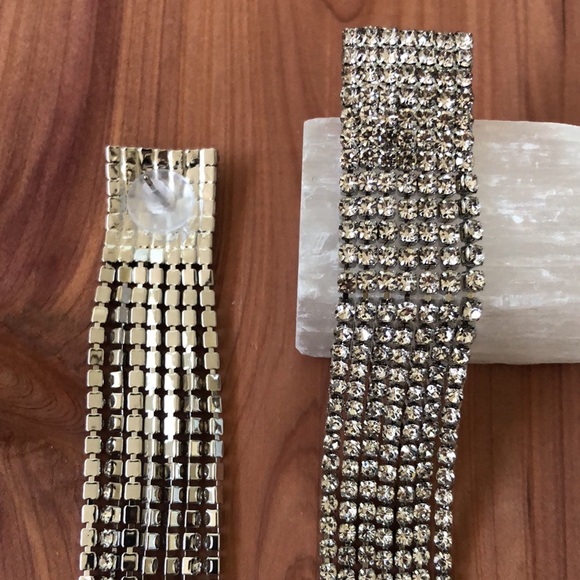 White Crystal Tassel Statement Earrings! - Picture 3 of 6